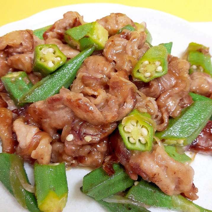 夏バテ対策!(^^)牛肉とオクラの生姜醤油炒め♪